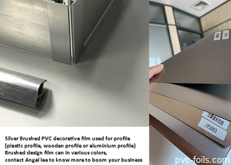 Film Dekoratif PVC Tahan Api 1240mm Perak Metalik Disikat