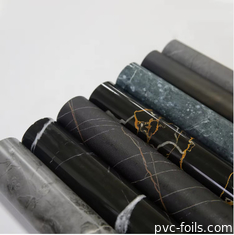 Customized Marble Design PVC Furniture Foil Roll Untuk Laminasi, Vacuum Press, Pembungkus
