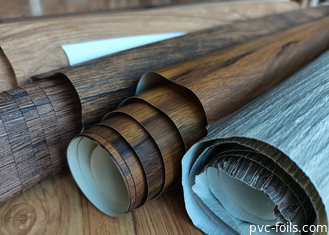 Dark Walnut Wood Grain PVC Wrapping Film Untuk Perbarui Penutup Lemari