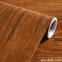 Wood Pattern Self Adhesive PVC Foil Dekoratif Interior Vinyl Film Untuk MDF