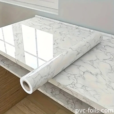 Oil Proof White Marble Self Adhesive PVC Film Dekoratif Easy Sticker Untuk Dekorasi Rumah DIY