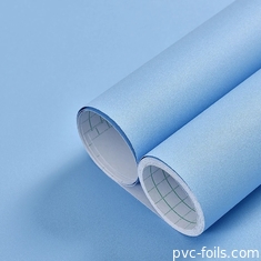 Warna Biru Solid Self-Adective PVC Film Matte Embossed- Peel And Stick untuk Meubel Cover