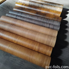 0.14mm PVC Dekoratif Laminating Film Tekstur Kayu Film Embossed Desain Kayu Untuk Laminated Sheet