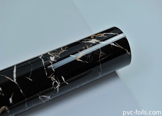 Desain Lembaran Marmer Uv 3D Meja Dapur Dekoratif Pvc Foil Hitam Emas