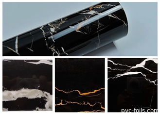 Dekorasi Rumah Granit PVC Film Perekat Diri Hitam Marmer Vinyl Wrap Untuk Countertops