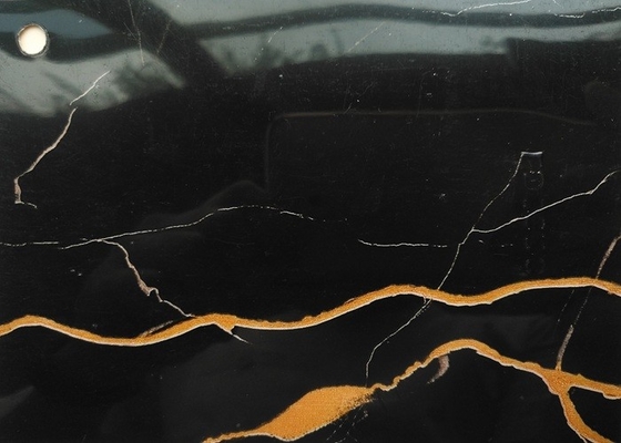 High Gloss Black Marble PVC Furniture Foil Self Adhesive Untuk Meja Atas
