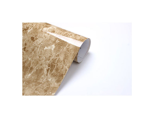 Beige Marble High Gloss PVC Lamination Film Untuk Jendela Plastik