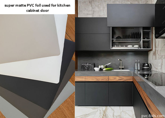 Foil Dekoratif Hitam Super Matte PVC Untuk Pintu Kabinet Dapur