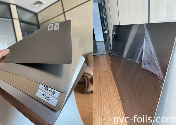 tahan lama Meta Brush PVC Decorative Film Untuk Laminasi Panel Interior