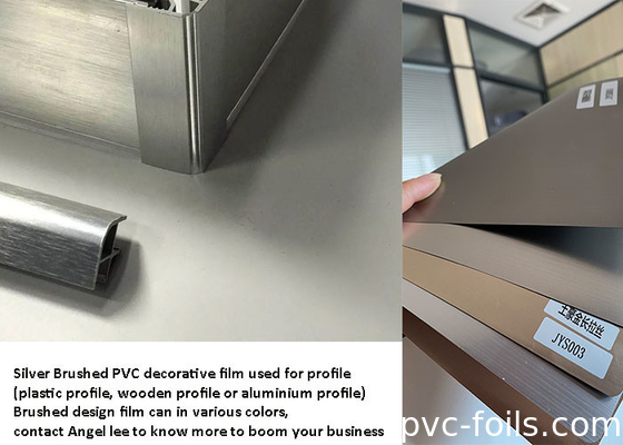 Film Dekoratif PVC Tahan Api 1240mm Perak Metalik Disikat