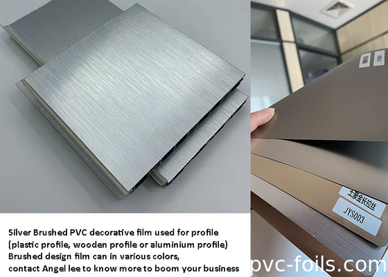 Film Dekoratif PVC Tahan Api 1240mm Perak Metalik Disikat
