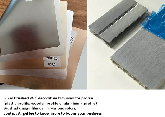 Metallic Silver Brushed PVC Wrapping Film Untuk Profil Bingkai Anti Gores