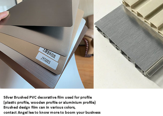 Metallic Silver Brushed PVC Wrapping Film Untuk Profil Bingkai Anti Gores
