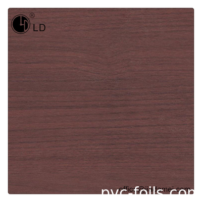 Film Dekoratif PVC Warna Kayu Mahoni Coklat 0,12mm Untuk Pembungkus Profil Plastik