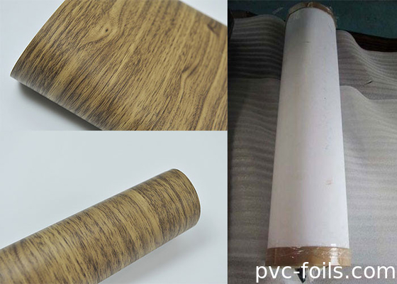 0.07mm tebal kayu pola PVC film dekoratif permukaan datar roll Packing