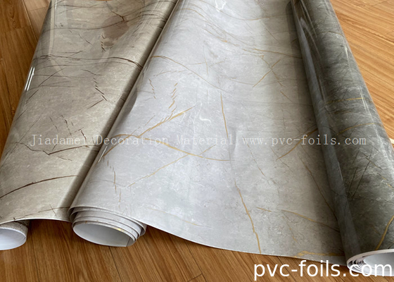 Film Dekoratif PVC Efek Marmer Gloss Tinggi Produksi Bersertifikat ROHS