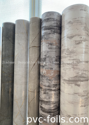 Film Dekoratif PVC Roll PVC Marmer Berkilau Tinggi Untuk Mempers Membran Vakum