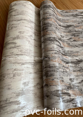 Film Dekoratif PVC Roll PVC Marmer Berkilau Tinggi Untuk Mempers Membran Vakum