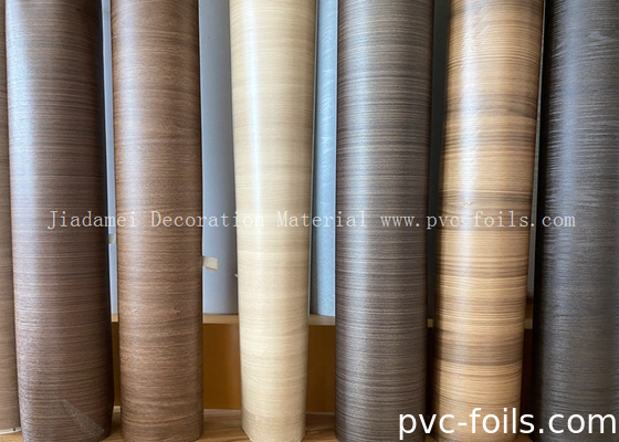 Film PVC Dekoratif Dalam Roll Kayu Grain Furniture Film Untuk Membuat Panel WPC