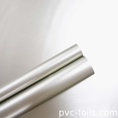 Film dekoratif PVC perak logam gloss untuk laminasi panel furnitur