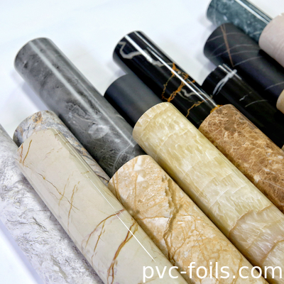 Film dekoratif PVC dengan butiran marmer berkilau tinggi untuk laminasi 2D