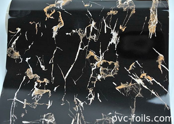 Film Dekoratif Marmer Hitam Berkilauan Tinggi PVC Untuk Laminasi 2D, Waterproof