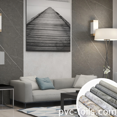 Foil dekoratif PVC Marble Grain untuk furnitur berkualitas tinggi