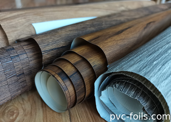 Dark Walnut Wood Grain PVC Wrapping Film Untuk Perbarui Penutup Lemari