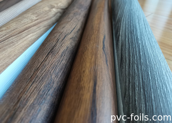 Dark Walnut Wood Grain PVC Wrapping Film Untuk Perbarui Penutup Lemari