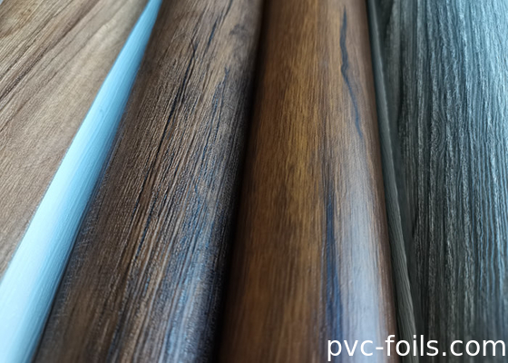 Walnut Brown Wood Grain PVC Film Dekoratif Untuk Windowsills Plastik