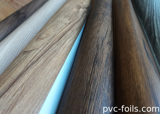 Walnut Brown Wood Grain PVC Film Dekoratif Untuk Windowsills Plastik
