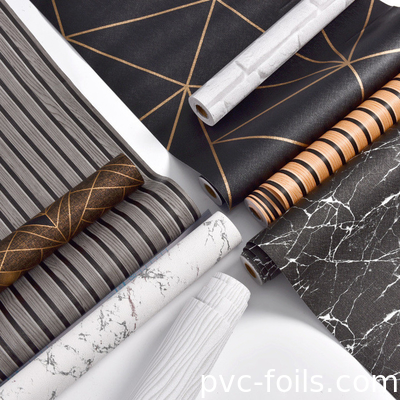Matt Film Bungkus PVC Marmer Hitam Untuk Panel Dinding, Laminasi Furnitur