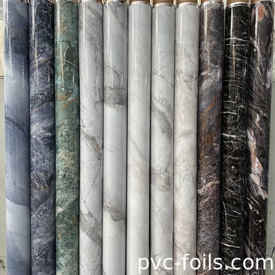 Custom Marble Pattern Digital Printing PVC Film Dekoratif Untuk Laminasi Panel Furnitur