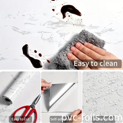 Film Dekoratif PVC Self-Adective Waterproof untuk Renovasi Meja Dapur