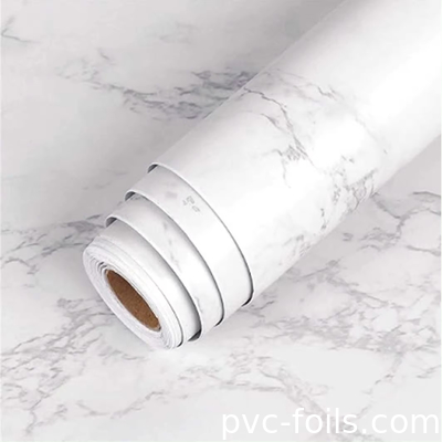 Film laminasi PVC efek marmer yang tahan lama untuk dapur dan furnitur anti goresan high gloss finish