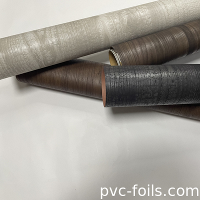 0.14mm tahan lama PVC Tekstur Kayu Film Embossed Waterproof Dekoratif Laminating Sheet Untuk Furnitur Dekorasi Rumah