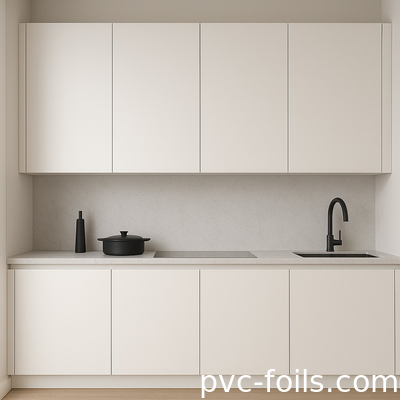 Luxurious Soft Touch PVC Film Dengan Super Matte Finish Untuk Pintu Dan Pintu Lemari Furnitur
