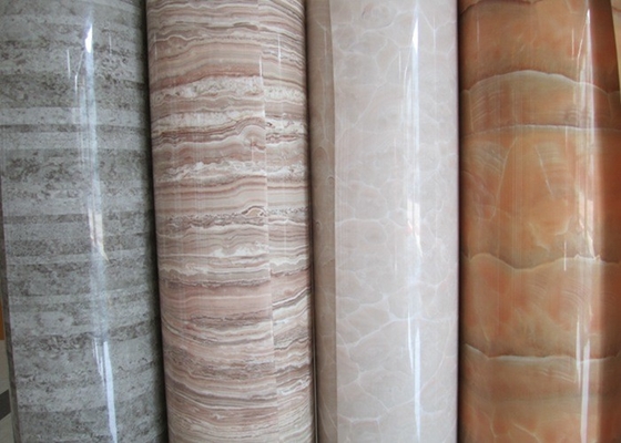 Film PVC Gloss Tinggi Tahan Pemanasan Untuk Efek Marmer Pintu