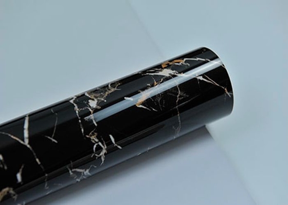 Desain Lembaran Marmer Uv 3D Meja Dapur Dekoratif Pvc Foil Hitam Emas