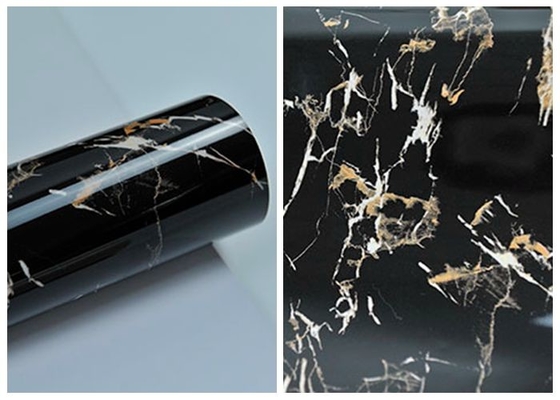 Dekorasi Rumah Granit PVC Film Perekat Diri Hitam Marmer Vinyl Wrap Untuk Countertops