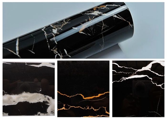Dekorasi Rumah Granit PVC Film Perekat Diri Hitam Marmer Vinyl Wrap Untuk Countertops